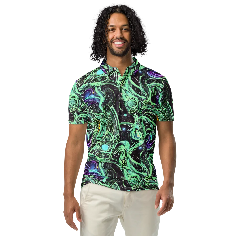 Mint Nebula on Men's Slim Fit Polo Shirt — Front