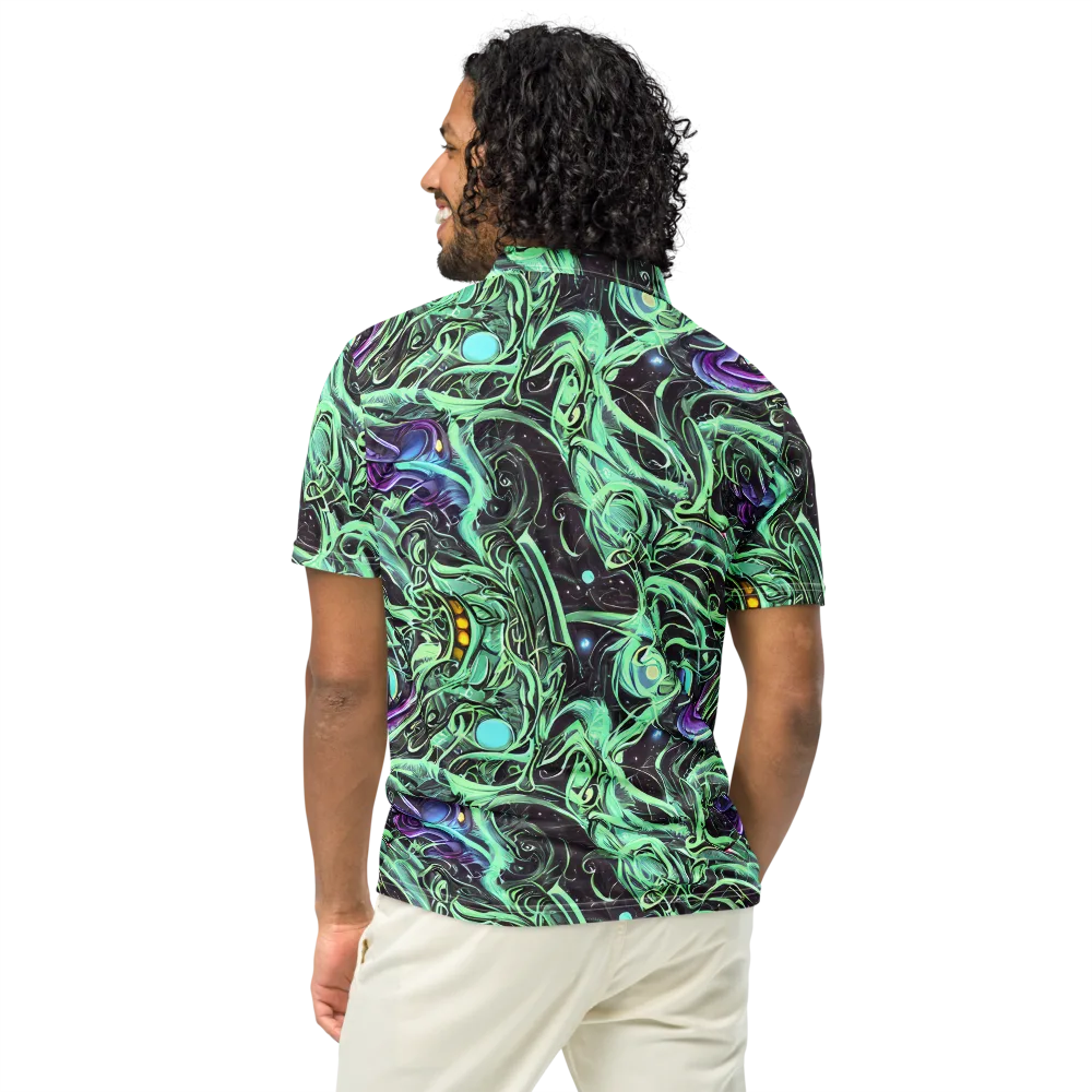Mint Nebula on Men's Slim Fit Polo Shirt — Back