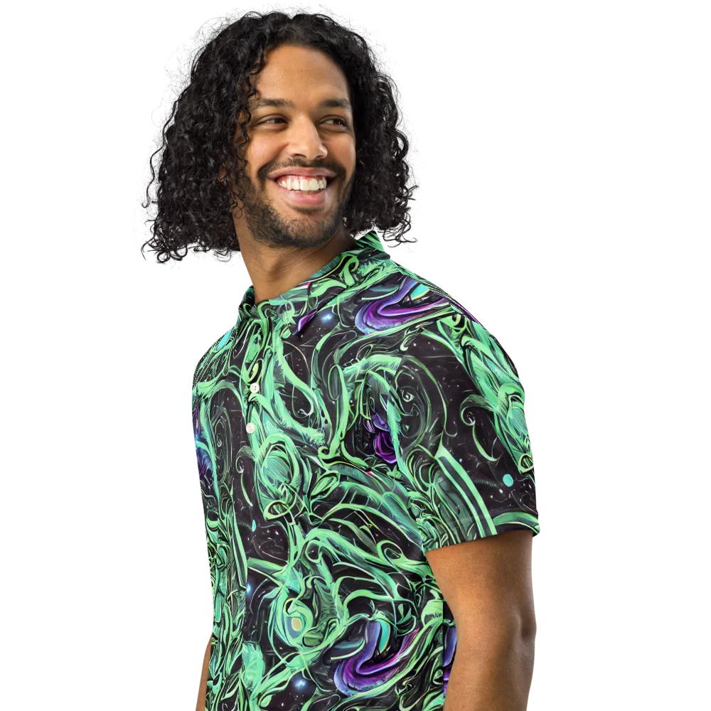 Mint Nebula on Men's Slim Fit Polo Shirt — Left Front