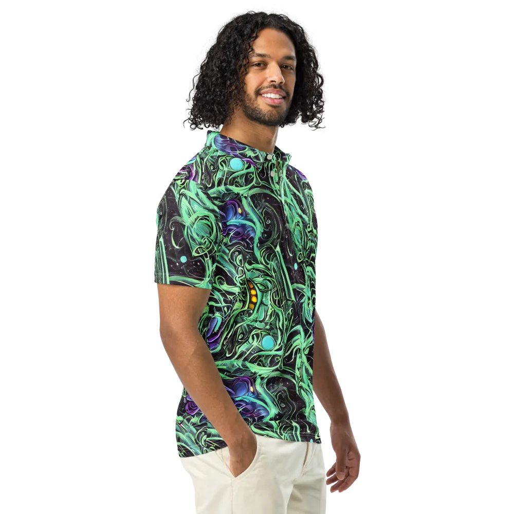 Mint Nebula on Men's Slim Fit Polo Shirt — Right Front