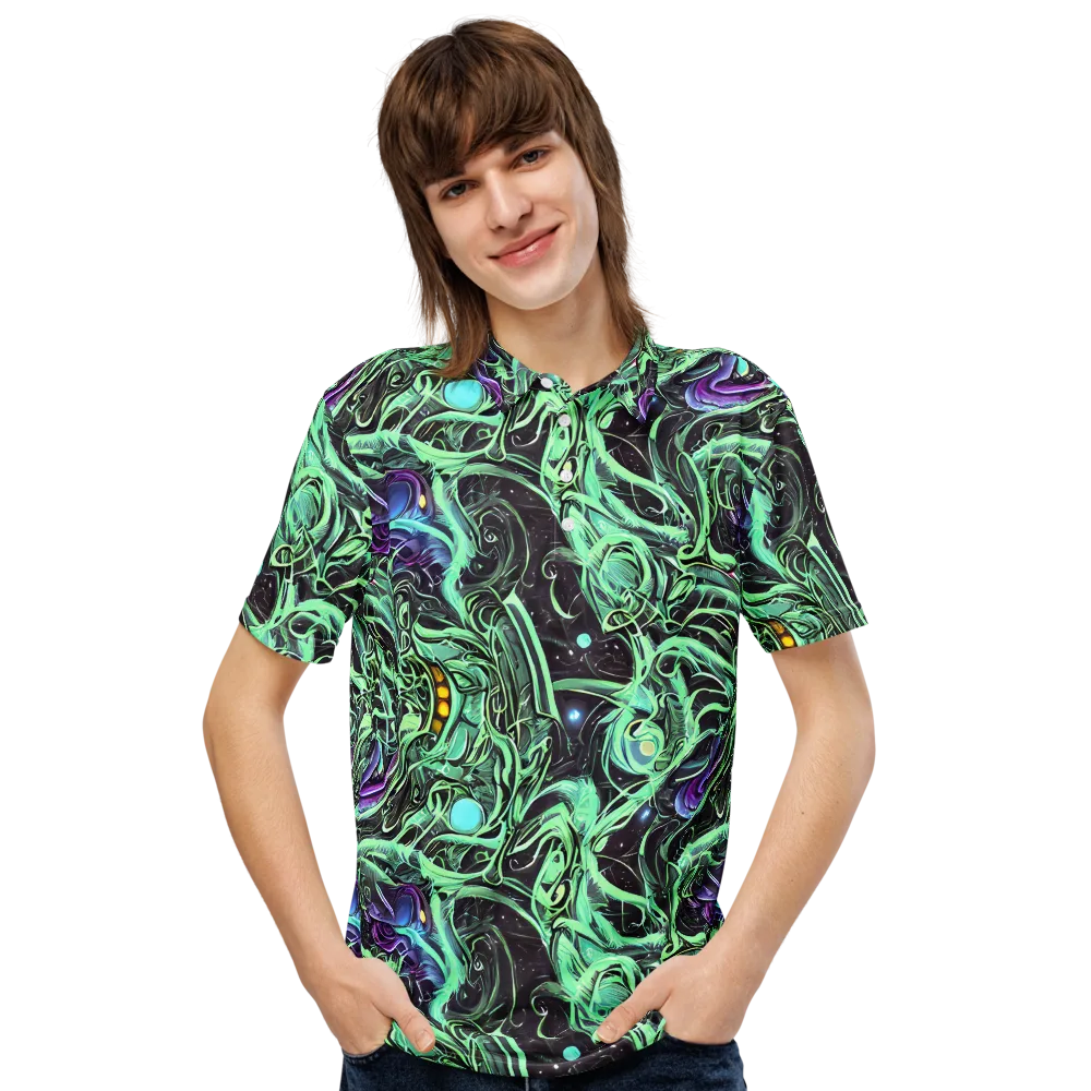 Mint Nebula on Men's Slim Fit Polo Shirt — Front