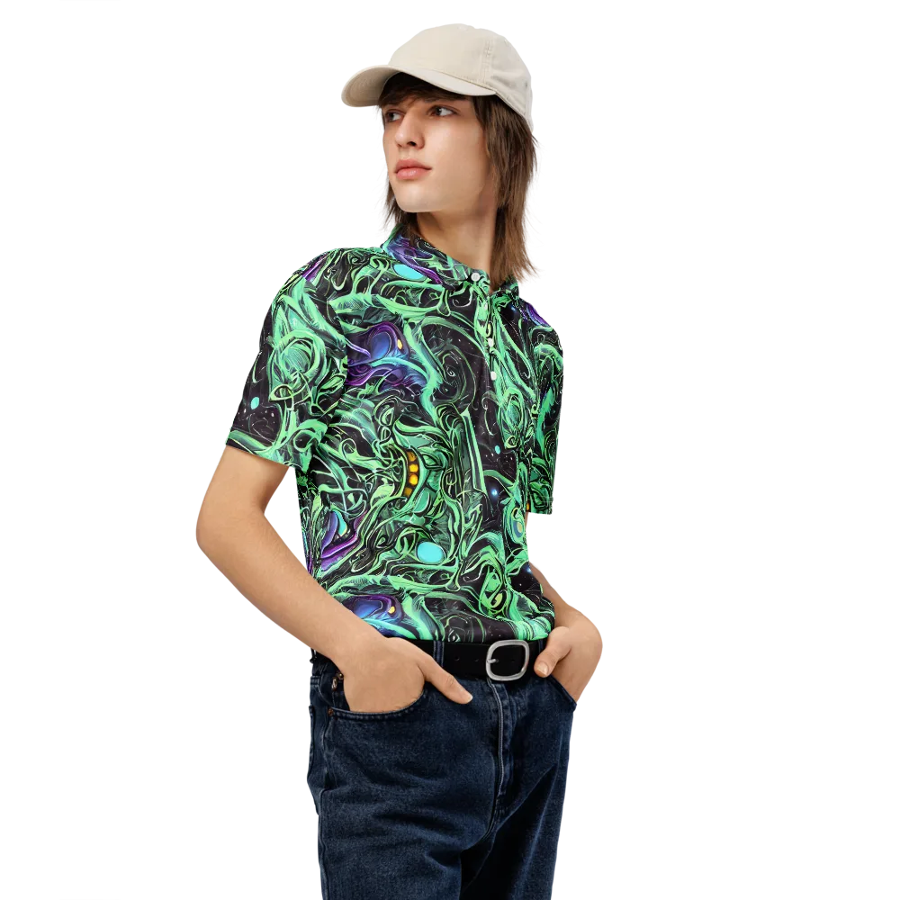 Mint Nebula on Men's Slim Fit Polo Shirt — Right Front