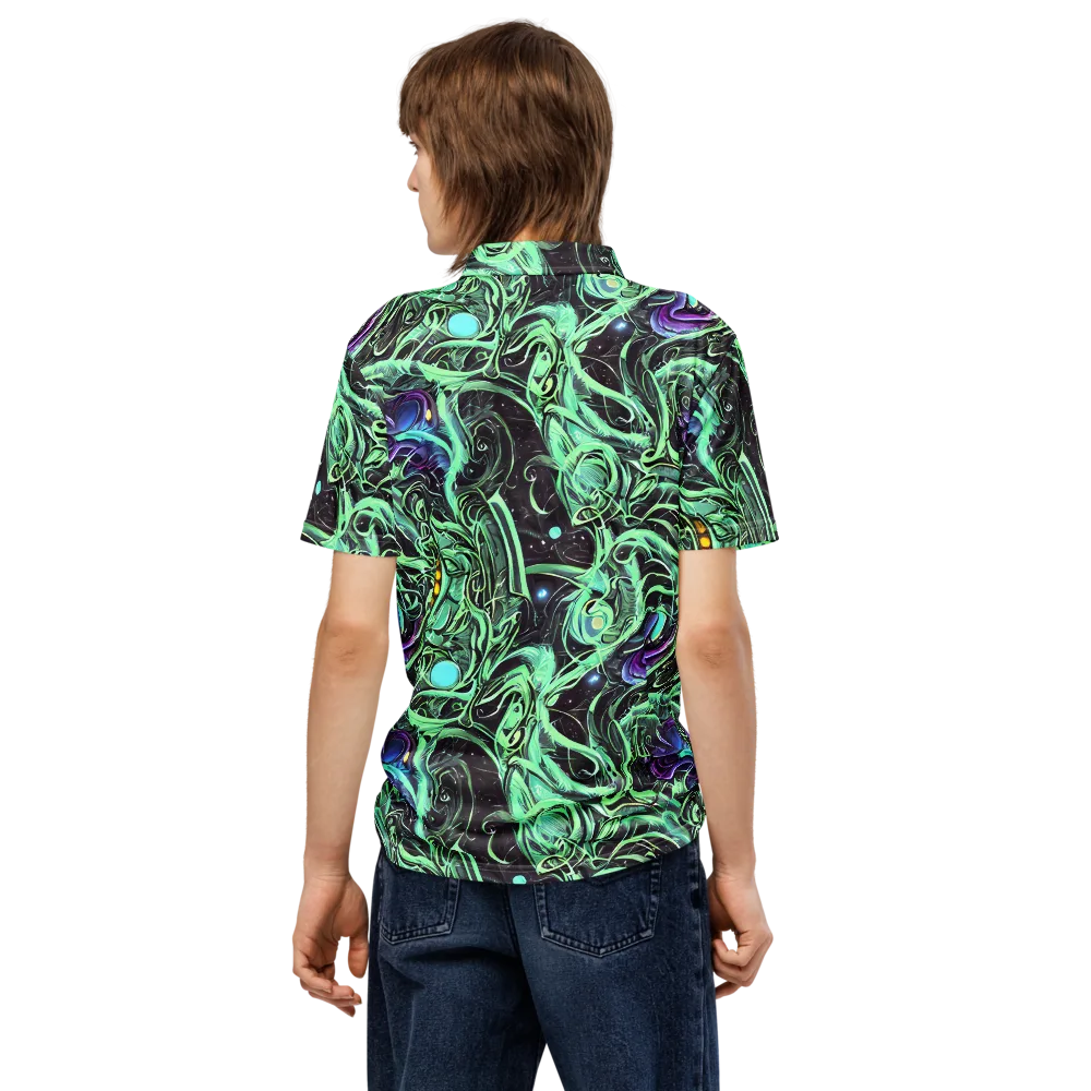 Mint Nebula on Men's Slim Fit Polo Shirt — Back