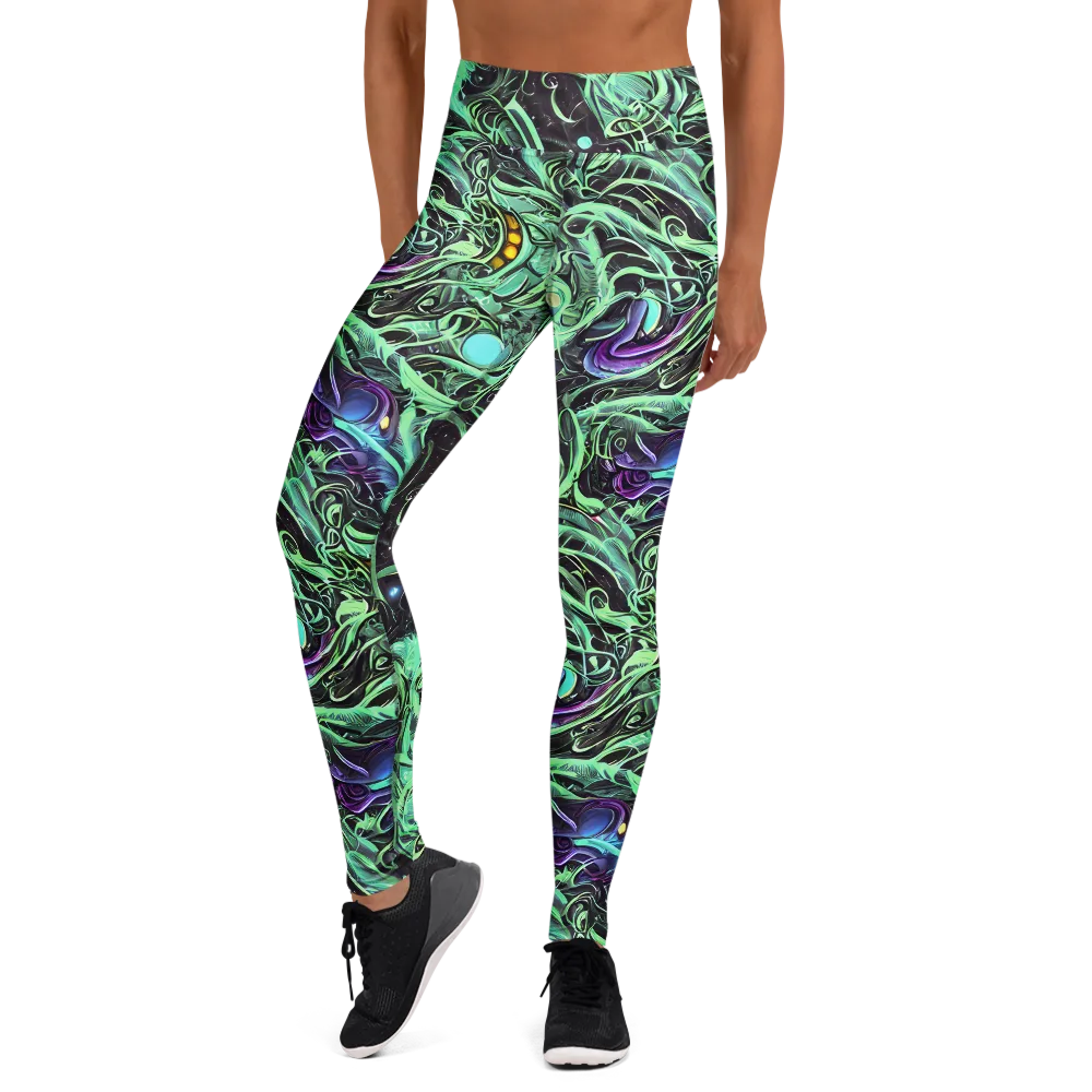 Mint Nebula on Yoga Leggings — Front