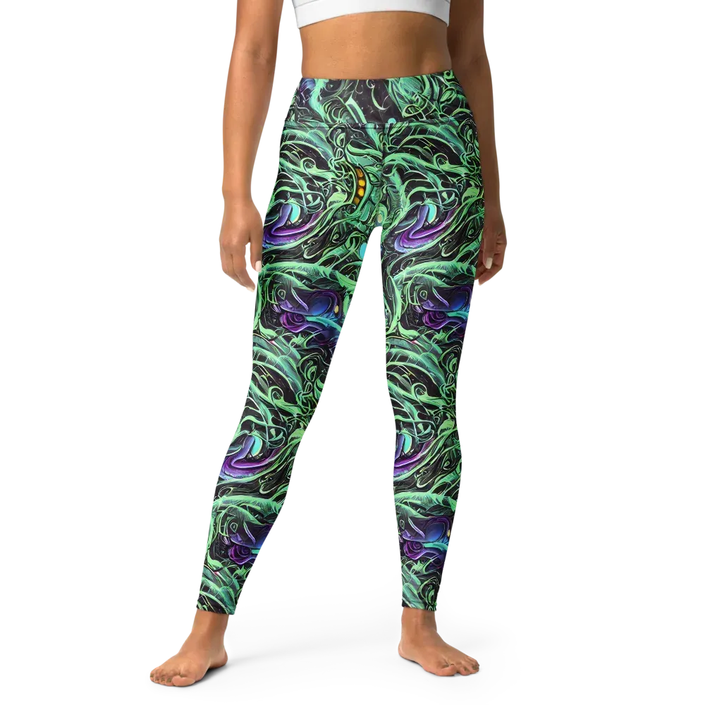 Mint Nebula on Yoga Leggings — Front