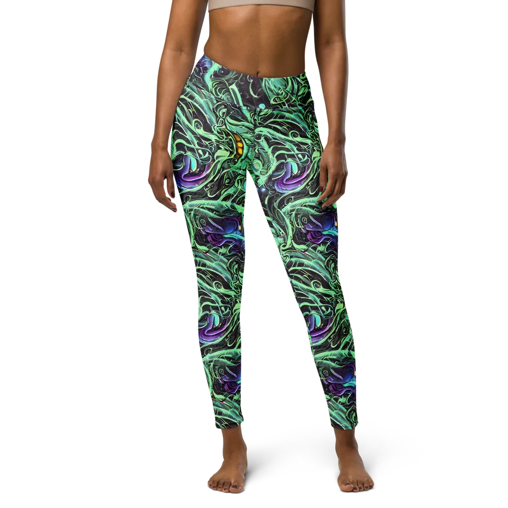 Mint Nebula on Yoga Leggings — Front