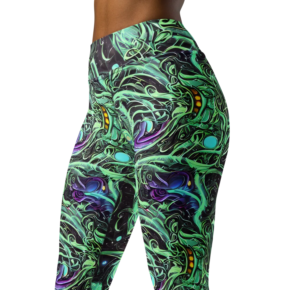 Mint Nebula on Yoga Leggings — Left Front