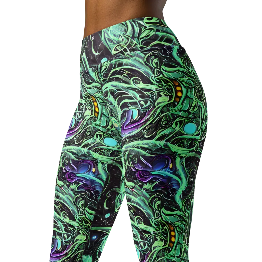 Mint Nebula on Yoga Leggings — Left Front