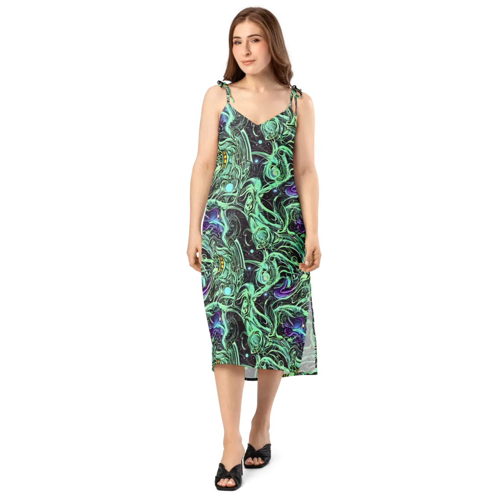 Mint Nebula on Slip Dress — Front