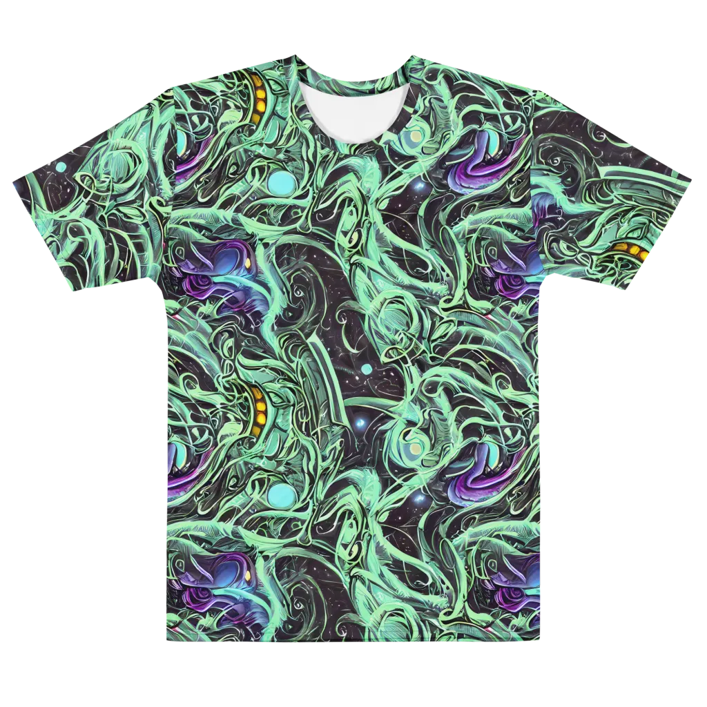 Mint Nebula on Men's Cotton Crew Neck T-Shirt — Front