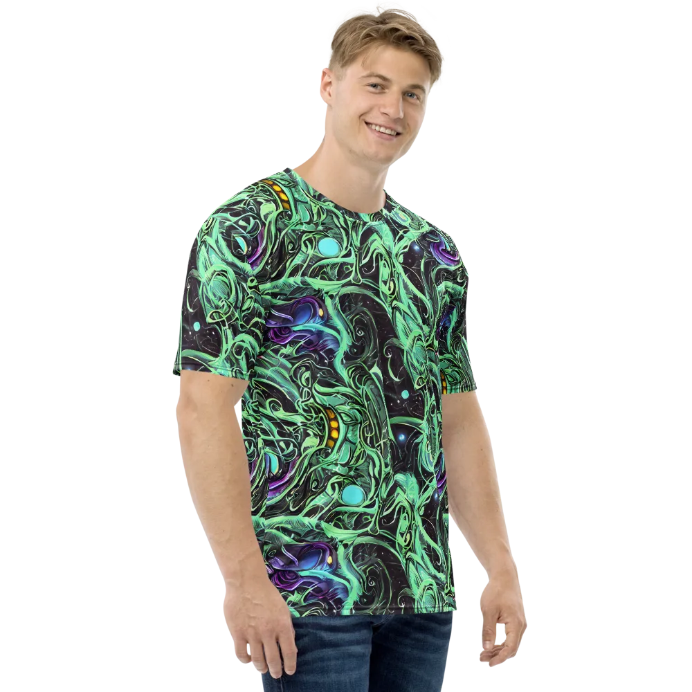 Mint Nebula on Men's Crew Neck T-Shirt — Right