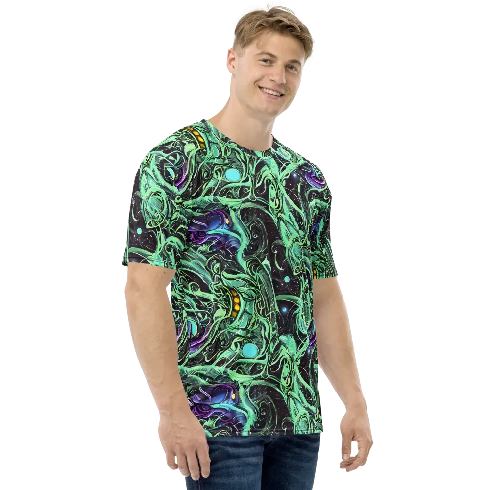 Mint Nebula on Men's Crew Neck T-Shirt — Right