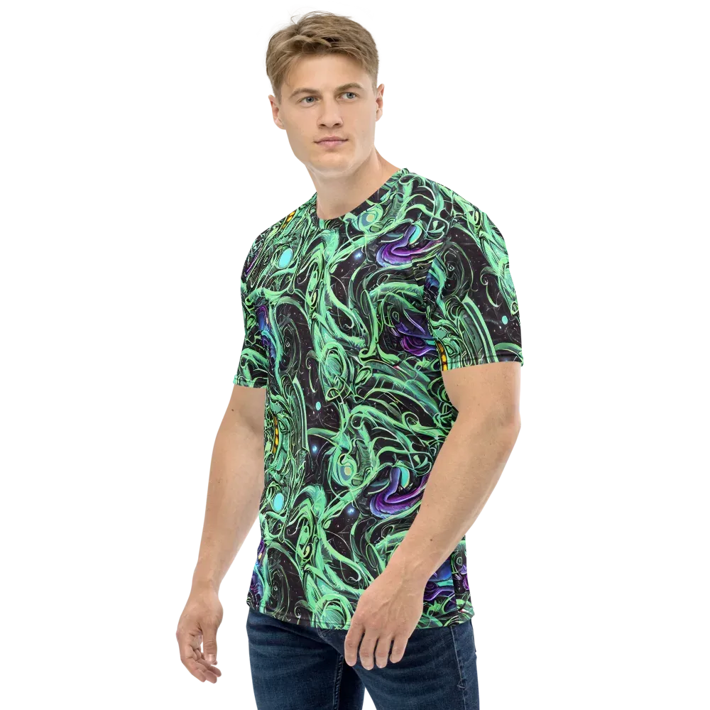 Mint Nebula on Men's Crew Neck T-Shirt — Left
