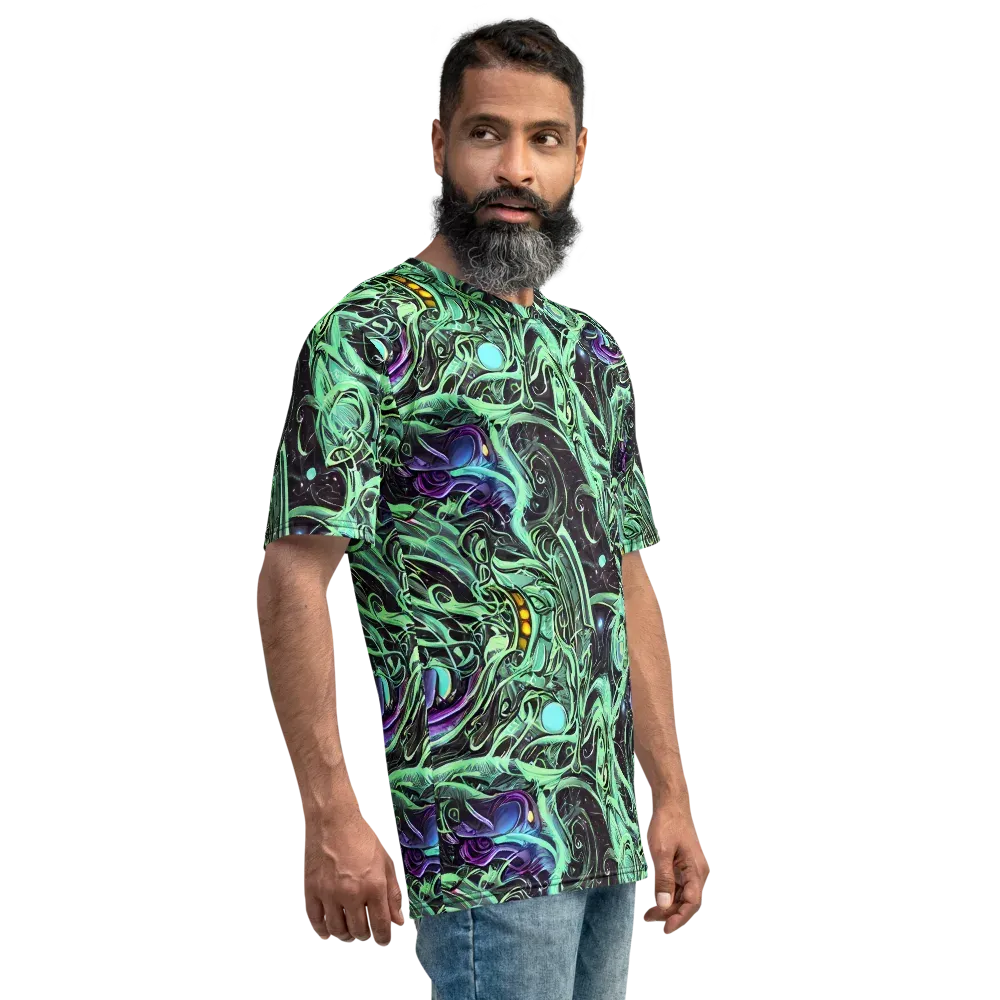 Mint Nebula on Men's Crew Neck T-Shirt — Right