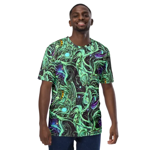 Mint Nebula on a Men's Crew Neck T-Shirt