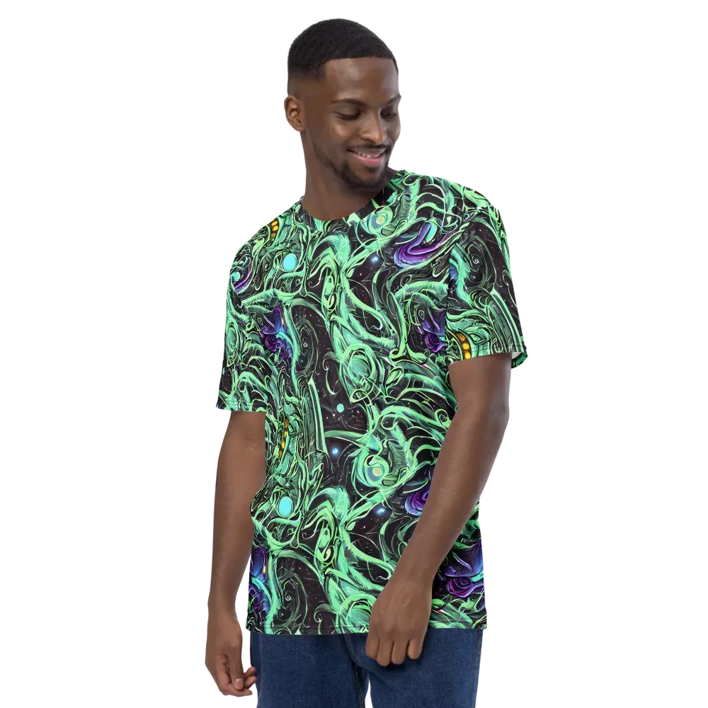 Mint Nebula on Men's Crew Neck T-Shirt — Left