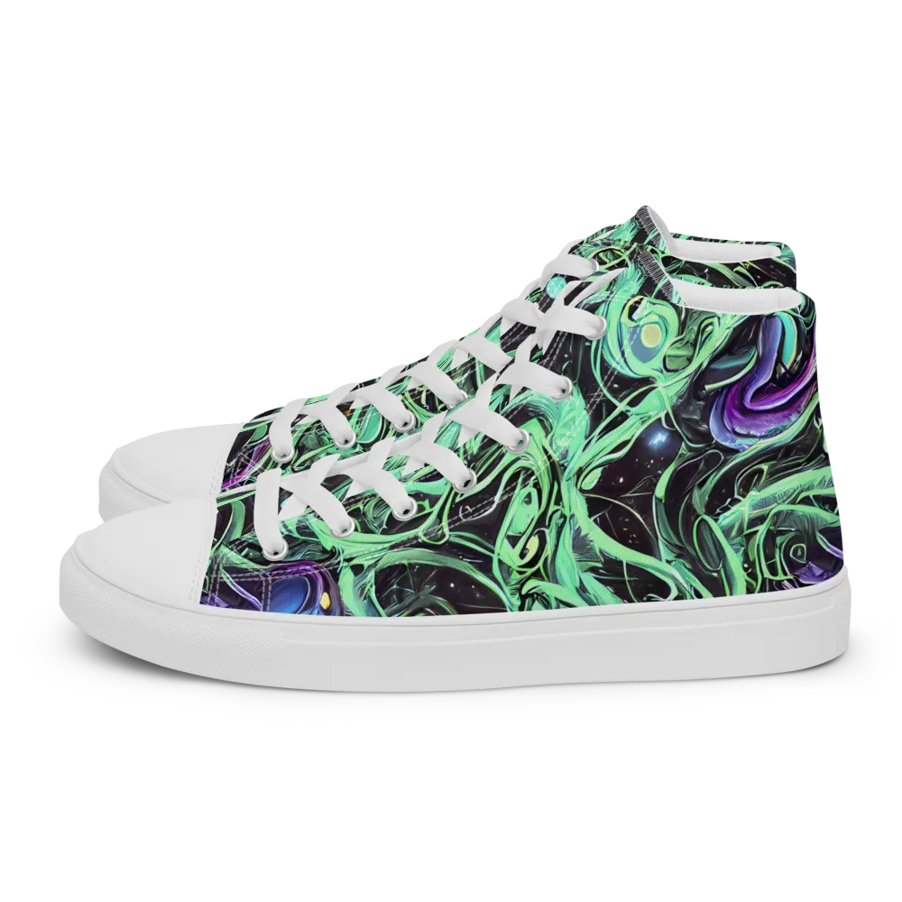 Mint Nebula on Men's High Top Canvas Shoes — Left