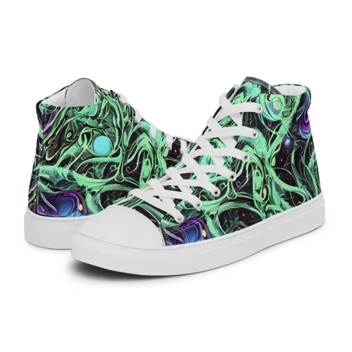 Mint Nebula on a Men's High Top Canvas Shoes