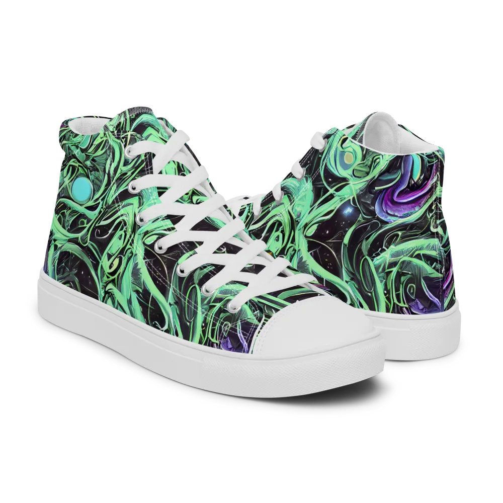 Mint Nebula on Men's High Top Canvas Shoes — Right