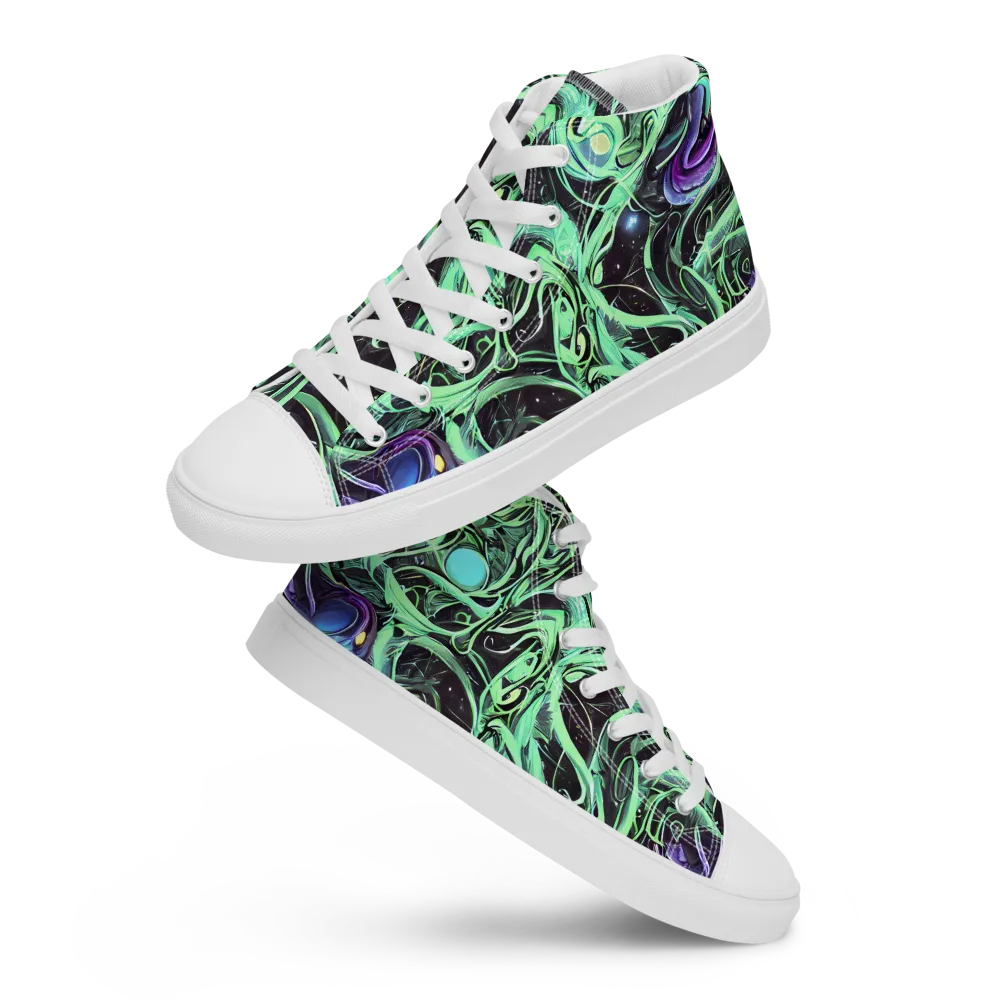 Mint Nebula on Men's High Top Canvas Shoes — Front