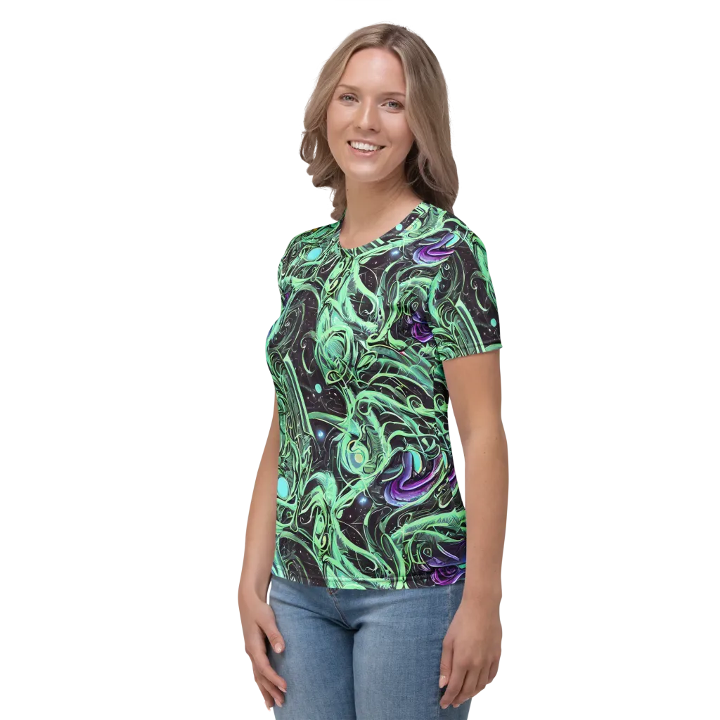 Mint Nebula on Women's Crew Neck T-Shirt — Left