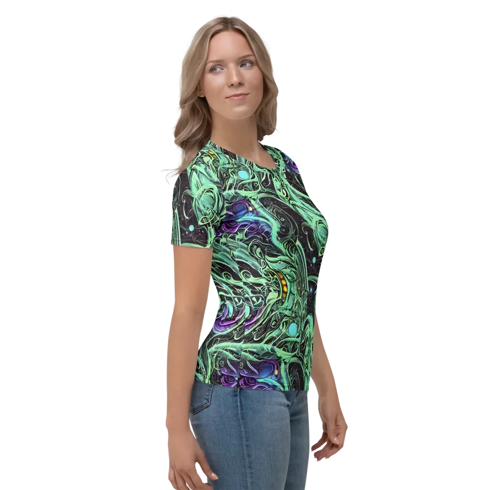 Mint Nebula on Women's Crew Neck T-Shirt — Right