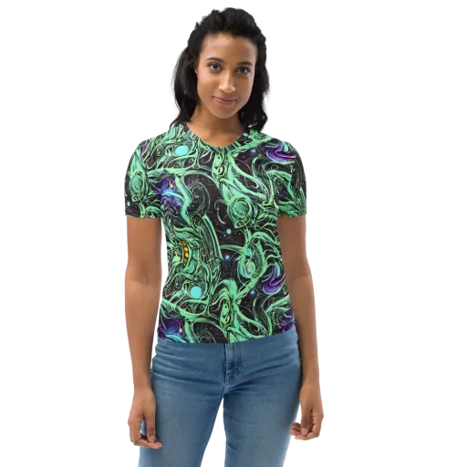 Mint Nebula on a Women's Crew Neck T-Shirt