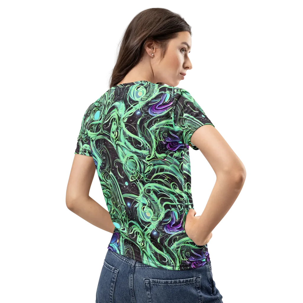 Mint Nebula on Women's Crew Neck T-Shirt — Back