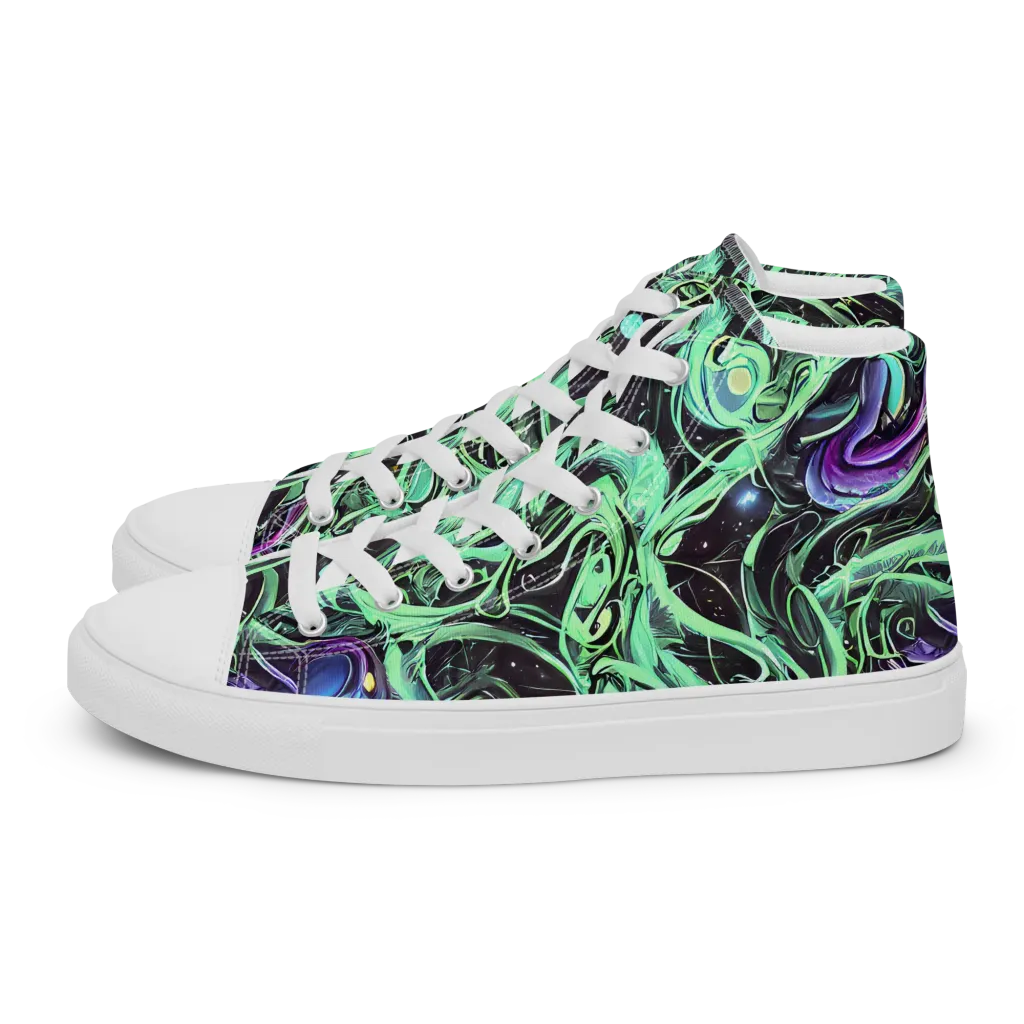 Mint Nebula on Women's High Top Canvas Shoes — Left