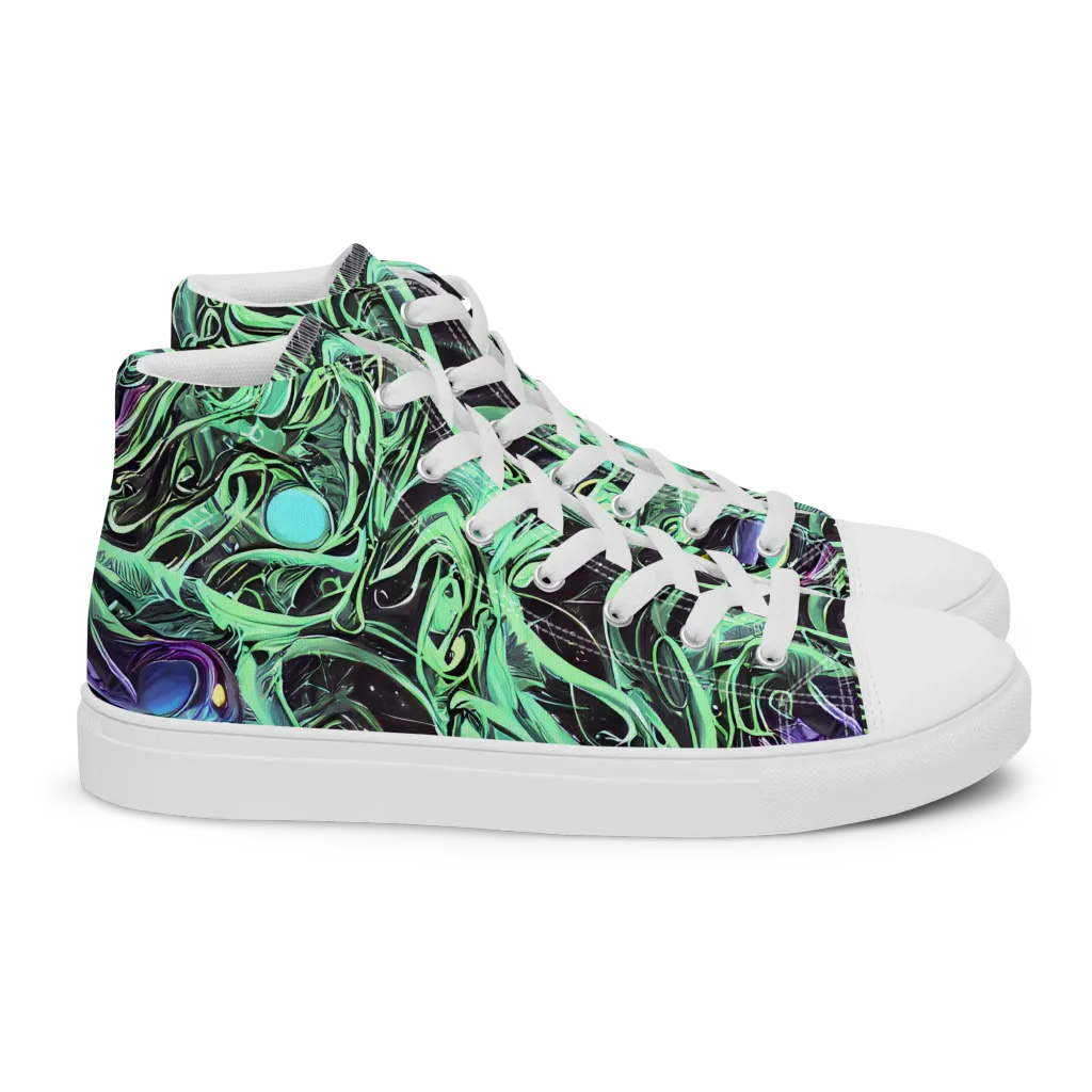 Mint Nebula on Women's High Top Canvas Shoes — Right