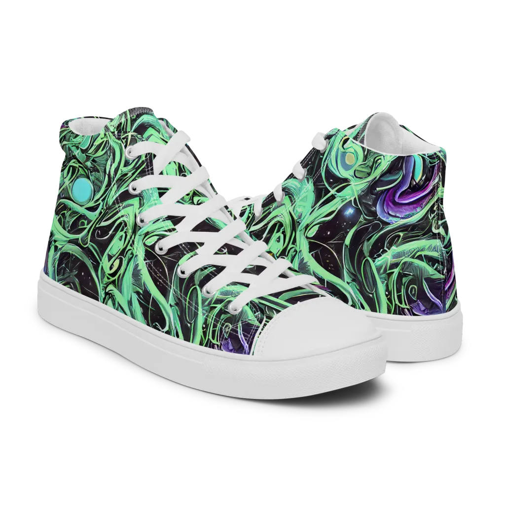 Mint Nebula on Women's High Top Canvas Shoes — Right