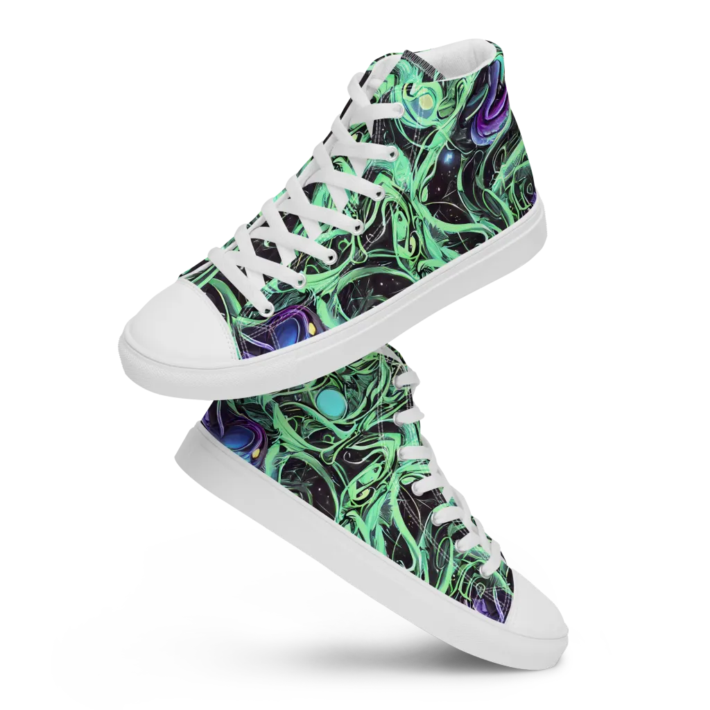 Mint Nebula on Women's High Top Canvas Shoes — Front