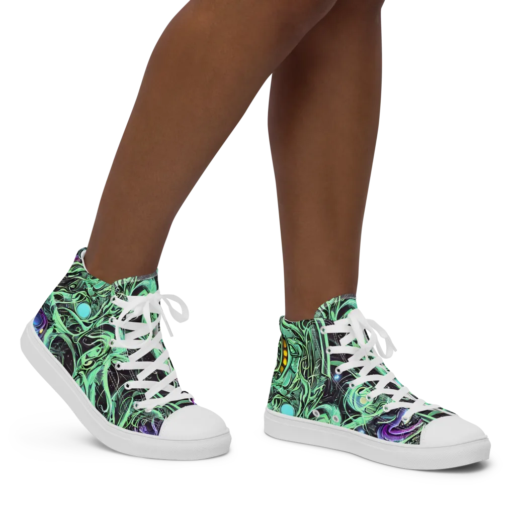 Mint Nebula on Women's High Top Canvas Shoes — Right