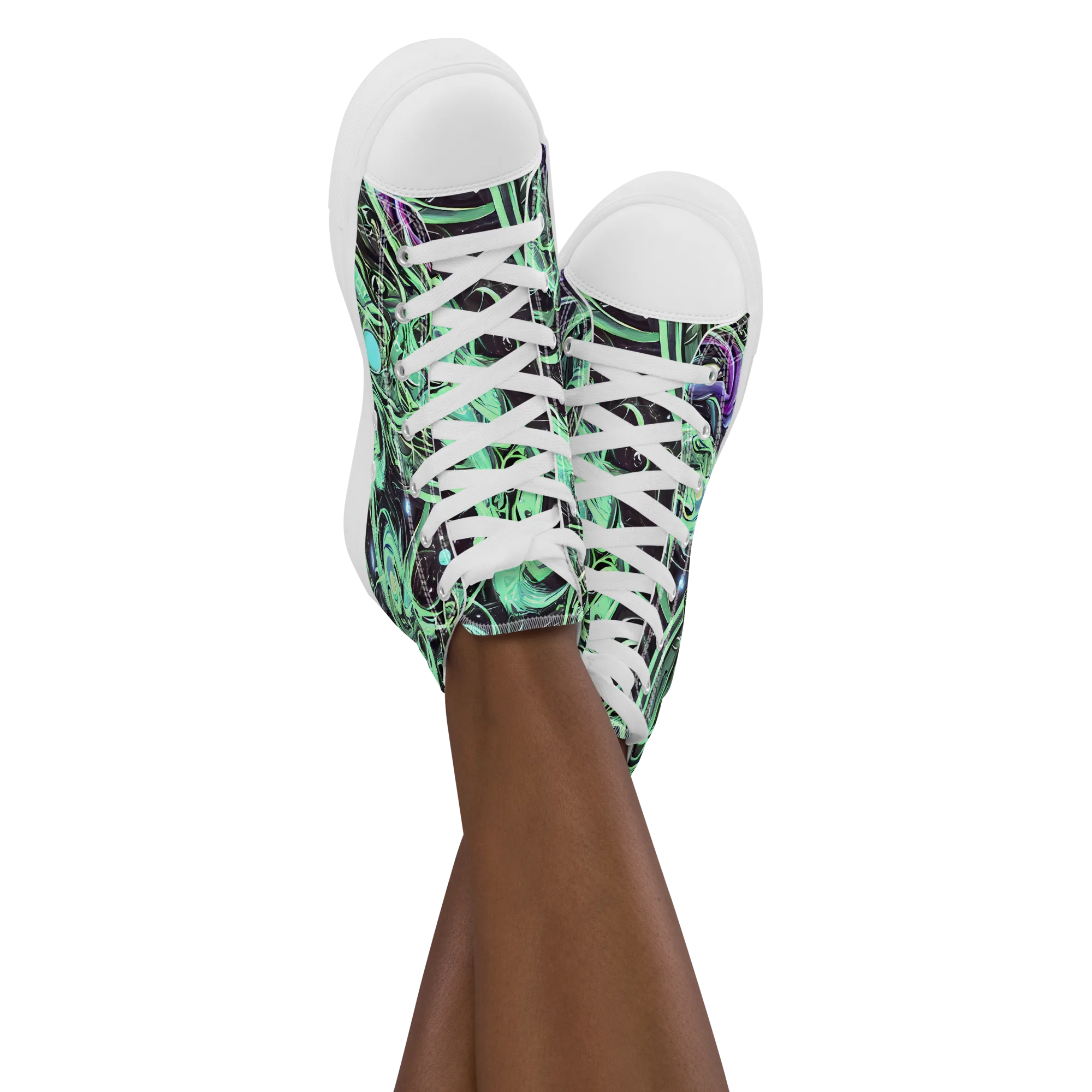 Mint Nebula on Women's High Top Canvas Shoes — Front