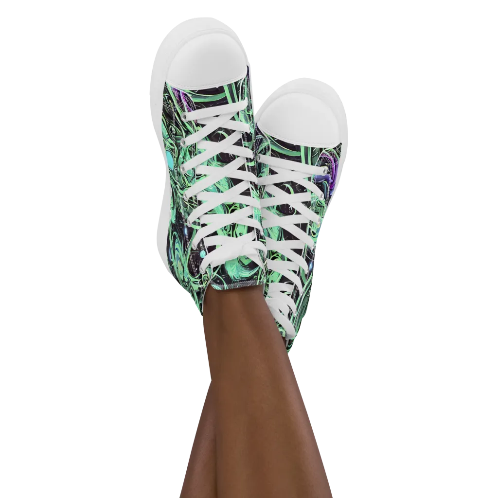 Mint Nebula on Women's High Top Canvas Shoes — Front