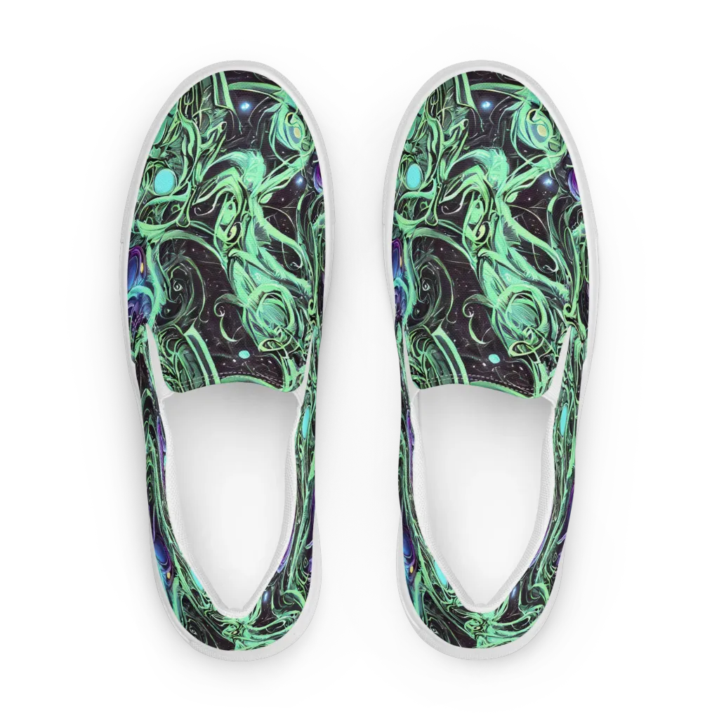 Mint Nebula on Men's Slip-On Canvas Shoes — Front