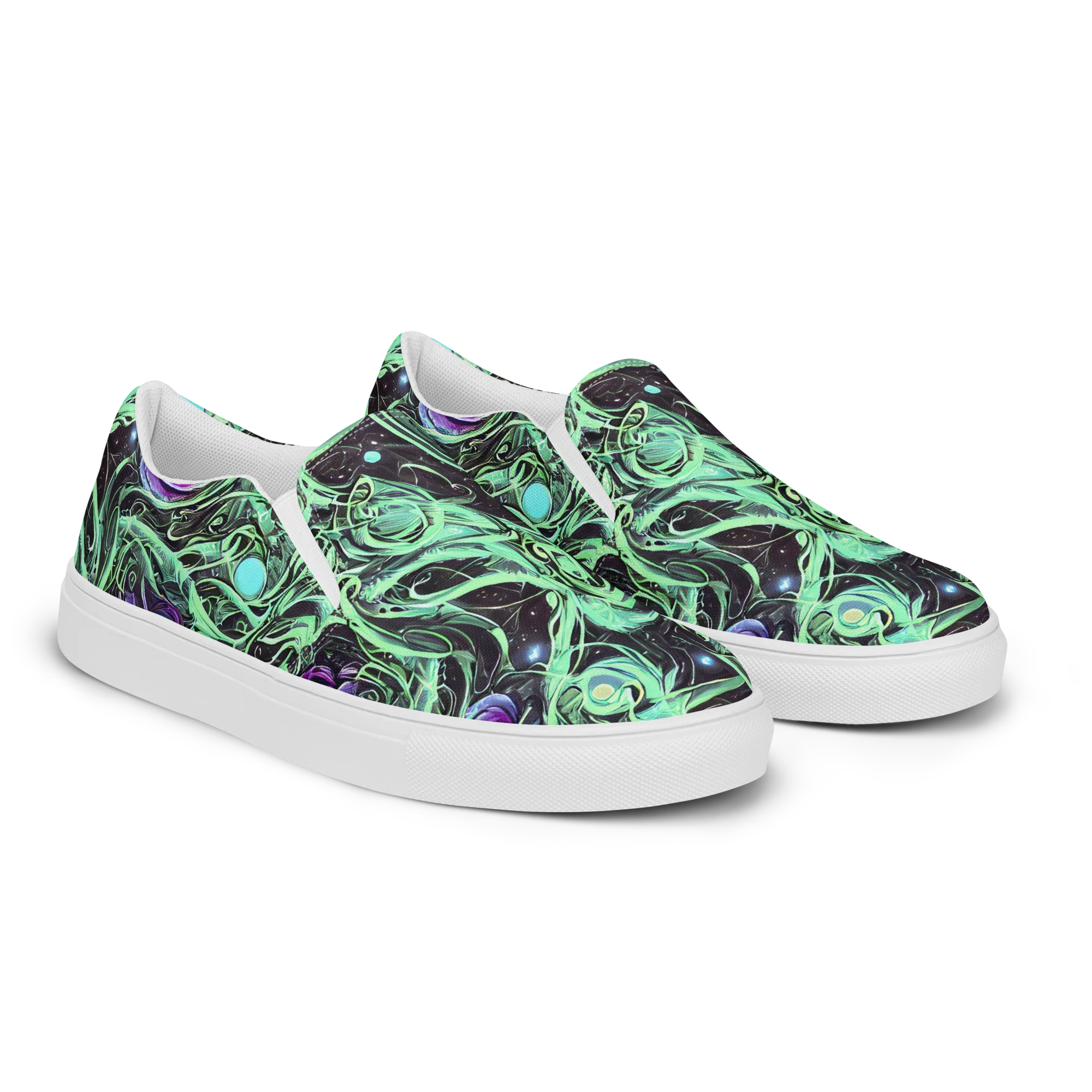 Mint Nebula on Men's Slip-On Canvas Shoes — Right Front