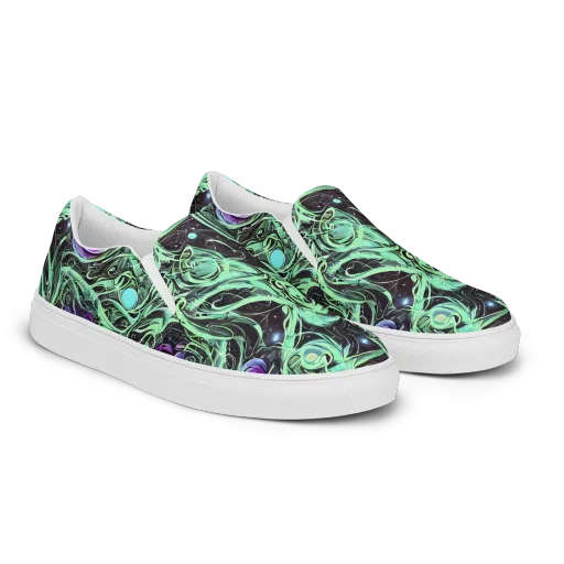 Mint Nebula on a Men's Slip-On Canvas Shoes