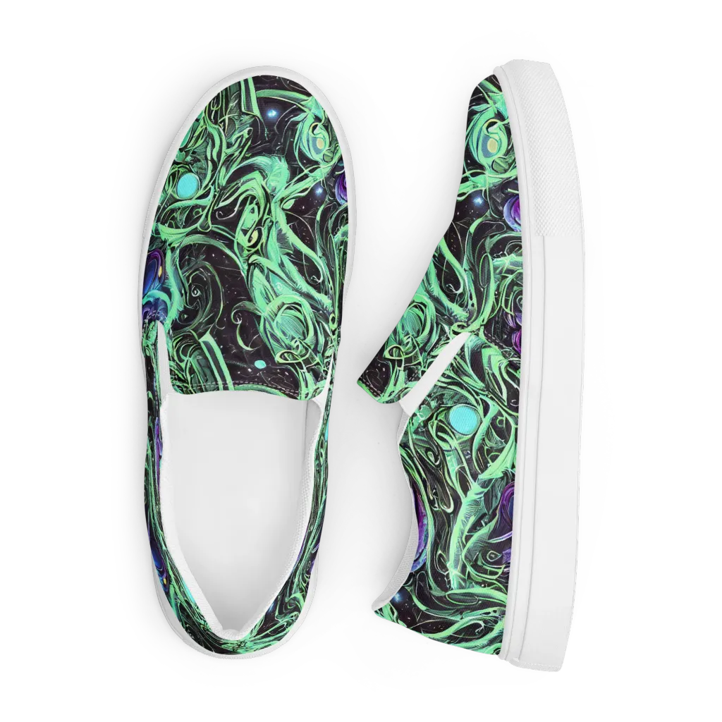 Mint Nebula on Men's Slip-On Canvas Shoes — Front