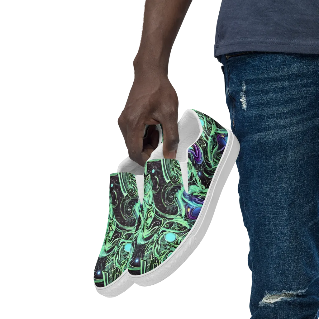 Mint Nebula on Men's Slip-On Canvas Shoes — Left Front