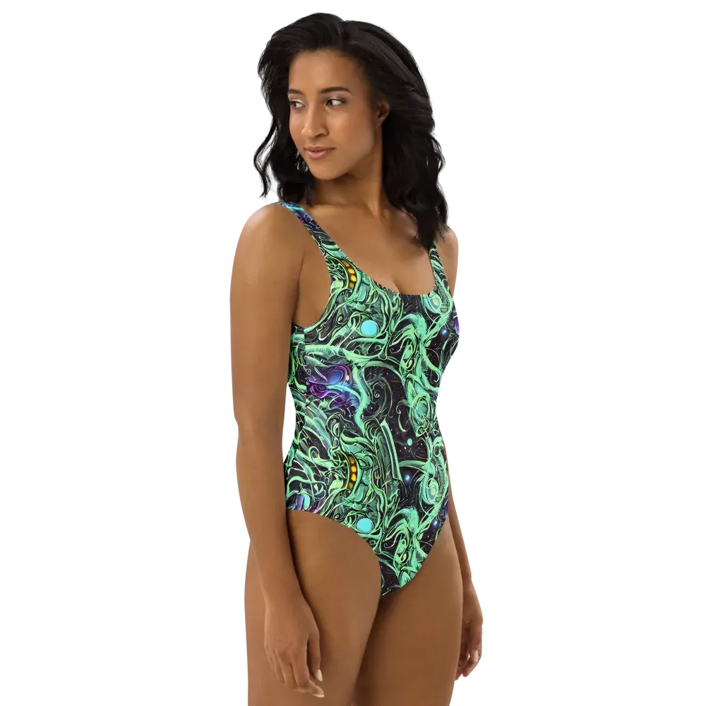 Mint Nebula on One-Piece Swimsuit — Right