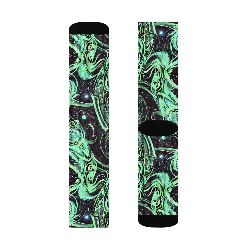 Mint Nebula on Socks — Left Sock