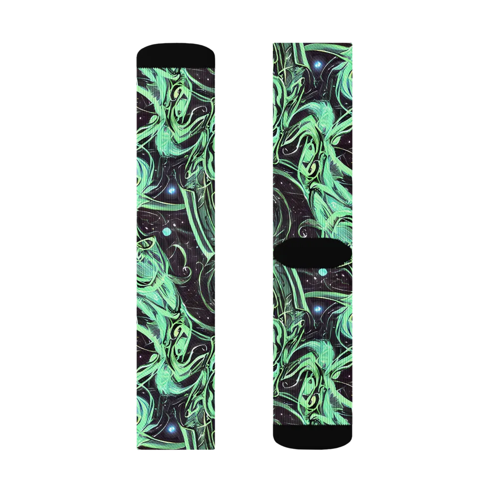 Mint Nebula on Socks — Right Sock