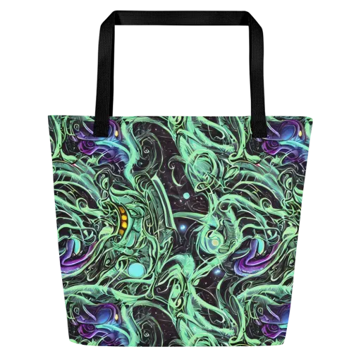 Mint Nebula on a Large Tote Bag W/ Pocket