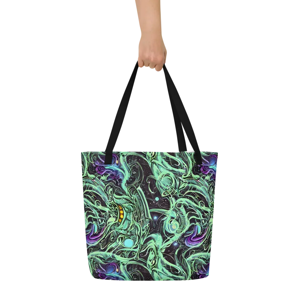 Mint Nebula on Large Tote Bag W/ Pocket — Front