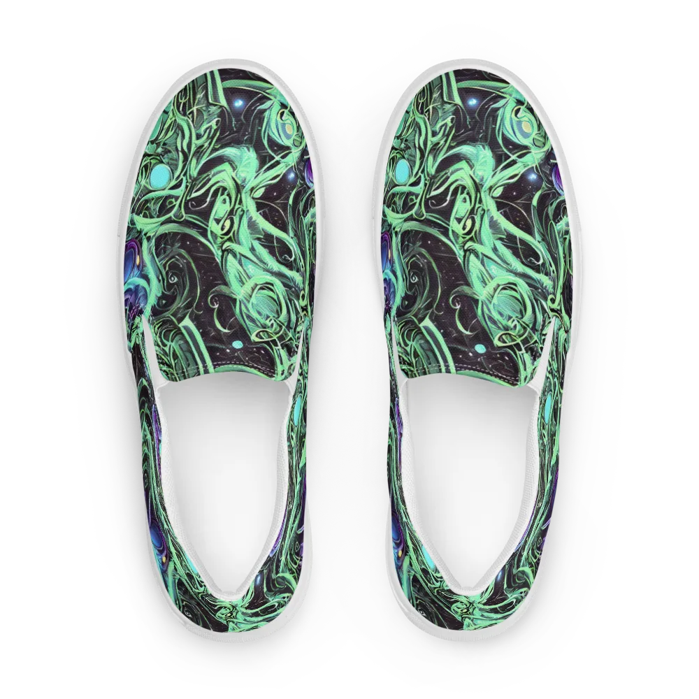 Mint Nebula on Women's Slip-On Canvas Shoes — Front