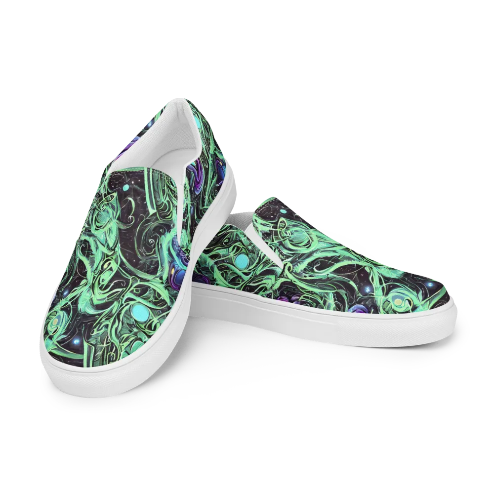 Mint Nebula on Women's Slip-On Canvas Shoes — Left Front