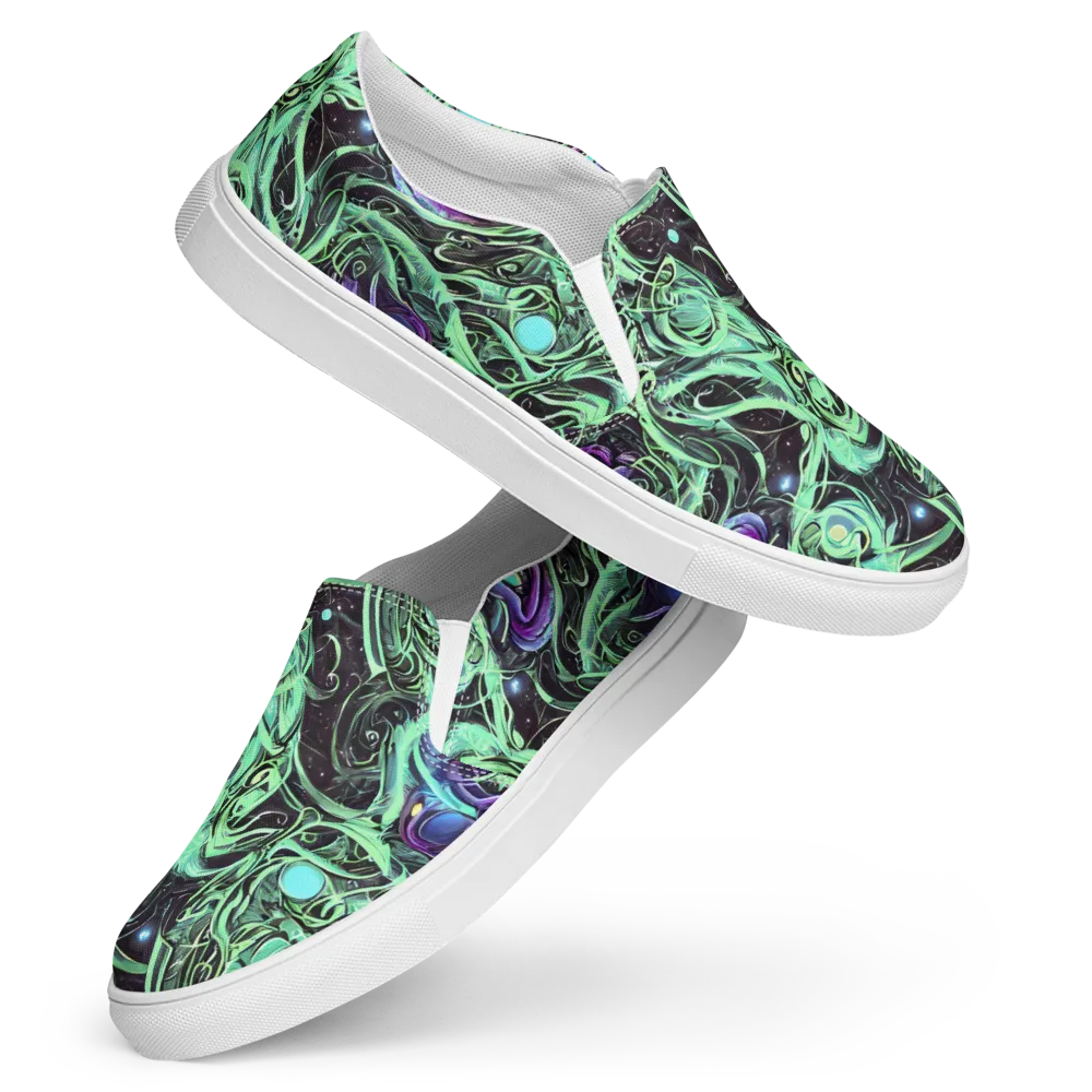 Mint Nebula on Women's Slip-On Canvas Shoes — Front