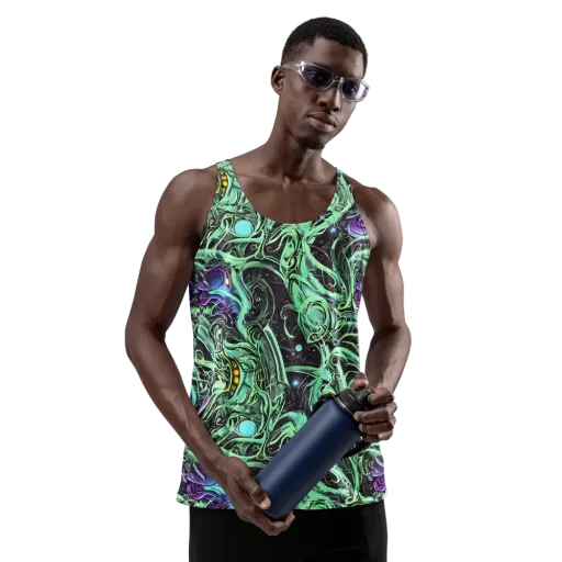 Mint Nebula on a Men's Tank Top