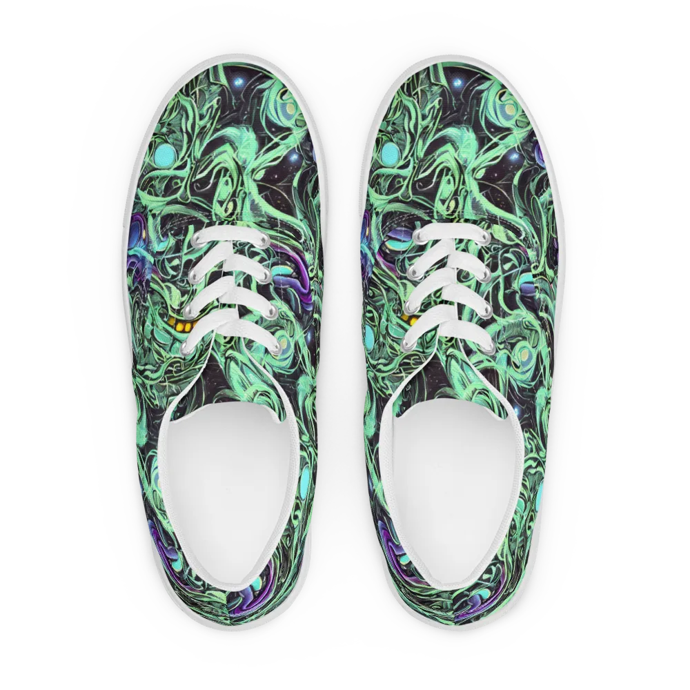 Mint Nebula on Men's Lace-Up Canvas Shoes — Front